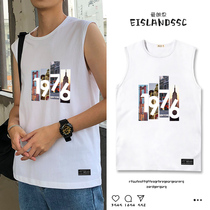 Mens vest summer thin model 2021 New Trend sports fitness loose Tide brand waistless sleeveless basketball T-shirt