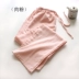 Mùa xuân và mùa thu Nhật Bản Cặp đôi gạc hai lớp Quần nhà nữ Cotton cao eo Quần nhà Quần nam Đơn giản quần bò nữ Quần tây