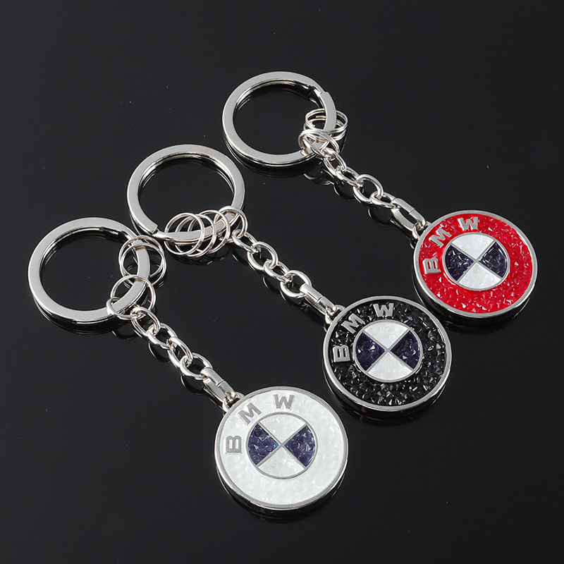 Diamond-Encrusted Bmw Car Logo Metal Keychain Couple Anti-Lost Car Key Ring Chain Pendant Accessory