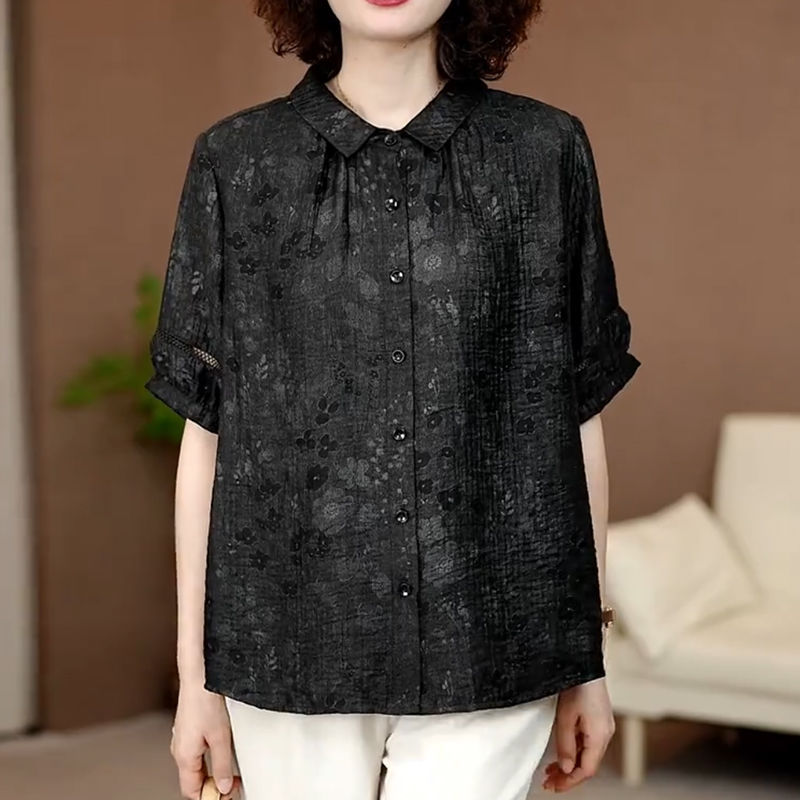 Mom's Fashionable and Versatile Linen Shirt for Women, New Summer Style, Lightweight, Breathable, Loose-Fitting Casual Top for Women