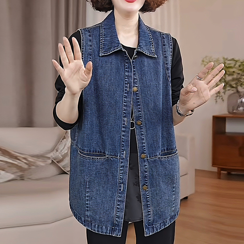 Fashionable Casual Spring and Autumn Denim Vest for Women, Large Size, Loose Fit, Versatile Sleeveless Jacket, Outerwear Top for Women Fashionable Casual Spring and Autumn Denim Vest for Women, Large Size, Loose Fit, Versatile Sleeveless Jacket, Outerwear Top for Women