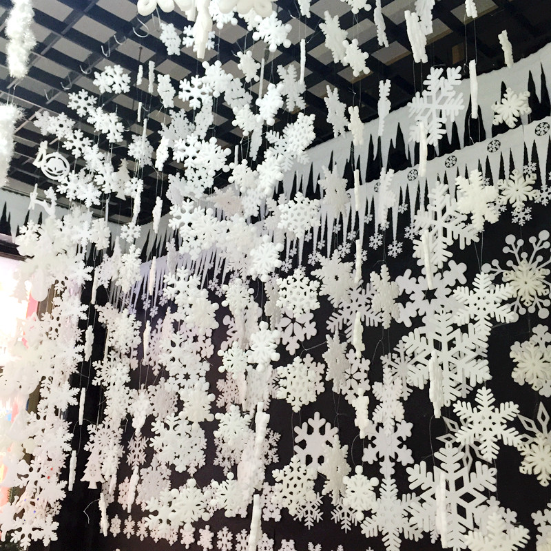 Christmas Snowflake Decorations White Foam Winding Snowflake Door Curtain Pendants Snowflake Strings Bar Doors And Windows Arrangement