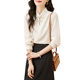 Ethnic style top women's 2023 spring new style stand-up collar buckle foreign style chic small shirt with chiffon long-sleeved shirt inside