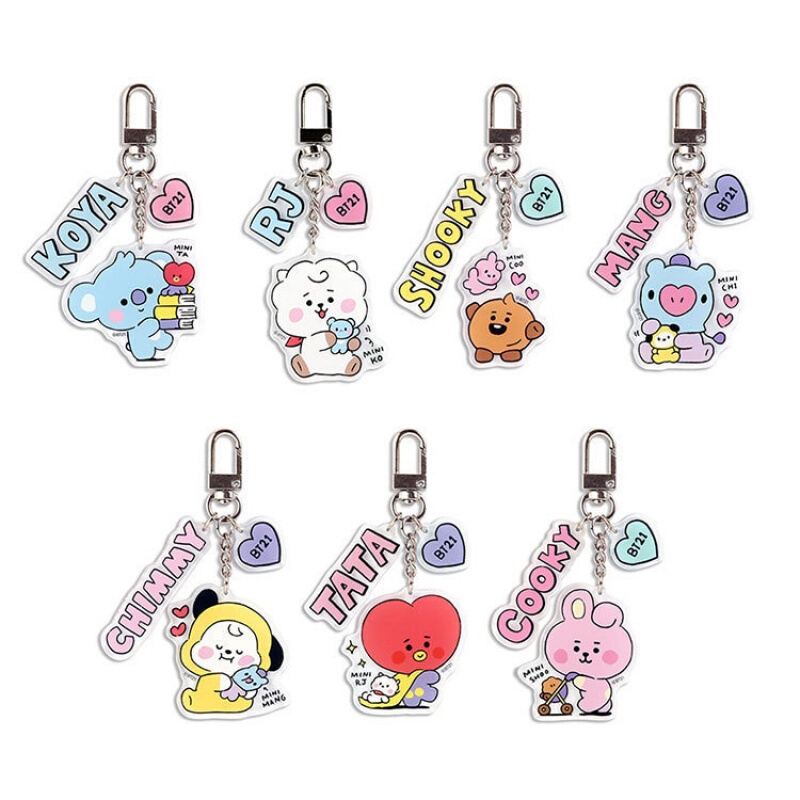 Korean Star Bts Cartoon Friends Transparent Acrylic Keychain Pendant Hd Double-Sided Bag Accessories