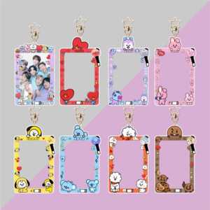 Jk Kim Taehyung Bt Seven-Member Cartoon Card Frame Keychain Idol Photo Card Storage Pendant Celebrity Merchandise