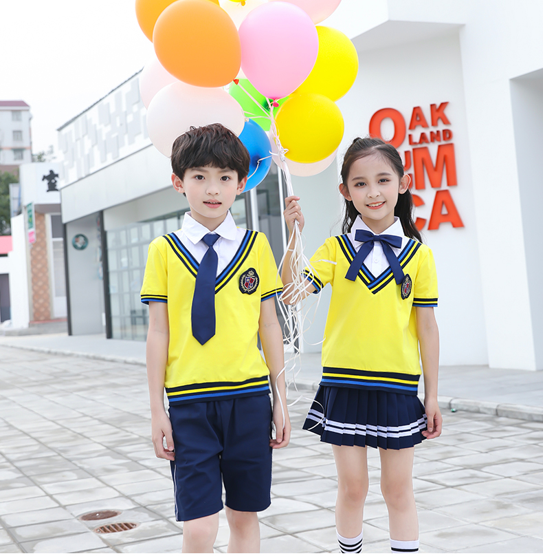 Quần áo sân vườn mẫu giáo hè 2019 đồng phục tiểu học hè đại học Anh gió quần áo trẻ em phù hợp với tay áo ngắn - Đồng phục trường học / tùy chỉnh thực hiện shop quần áo trẻ em đẹp