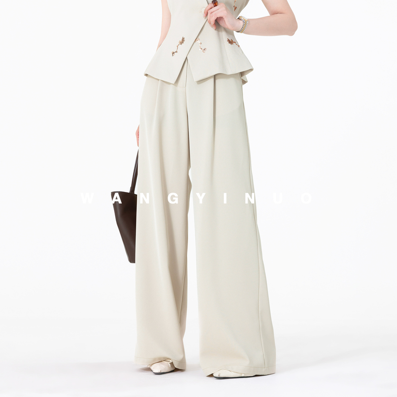 Md Yinuo [Simple Diary] 2026 Summer Commuter Style Thin Wide-Leg Pants High-Waisted Straight Slimming Pants
