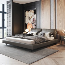 Modern minimalist master bedroom with bedroom double bed 1 8 m Serie style extremely simple leather bed Wedding Bed Soft Bag SILENT WIND GENUINE LEATHER BED