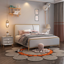 bei ou gentry postmodern light luxury zhen leather bed bedroom Double 1 8 m stainless steel gold-plated small skin nuptial bed