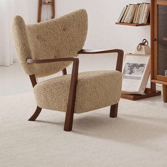 
Lazy idle chair French retro single casual chair designer style solid wood medieval living room single sofa chair