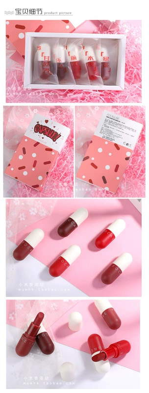 Xiaomujia Feiluer Capsule Lipstick 5 Set Matte Matte Lasting Not Easy Disoloration Lipstick Giá cả phải chăng Sinh viên - Son môi