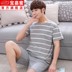 Mens đồ ngủ mùa hè bông ngắn tay mùa hè mens trẻ vest quần short bông cotton phù hợp với gia đình cộng với kích thước. 