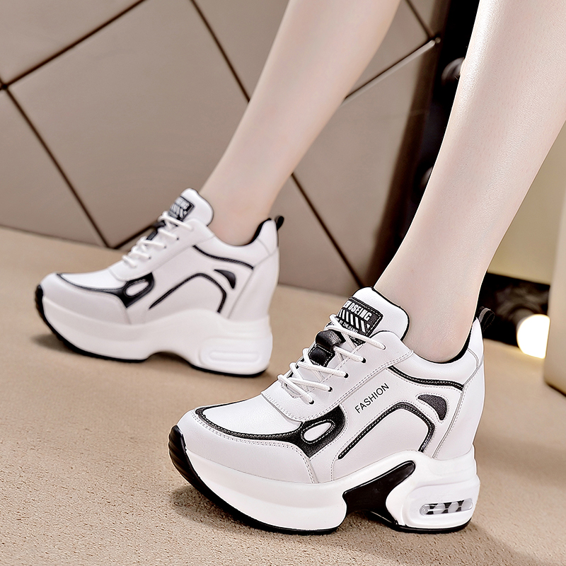 Leather sports women's shoes 2022 new spring and summer slim inner small white shoes in tide and casual shoes
