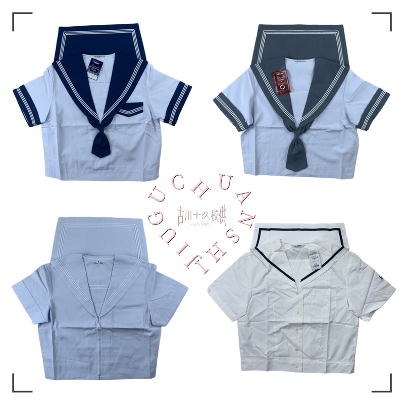 Brand New Second-Hand Jk Uniform, Authentic Japanese School Sailor Suit, Short-Sleeved Top with Sailor Collar, School Uniform for Autumn and Summer
