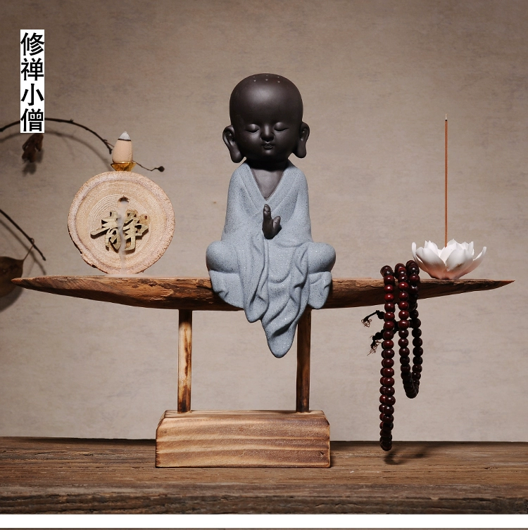 Dài được thực hiện phong cách Trung Quốc trang trí phụ kiện nhà nhà sư nhỏ gốm Zen nhỏ Shami phòng khách hiên tượng Phật