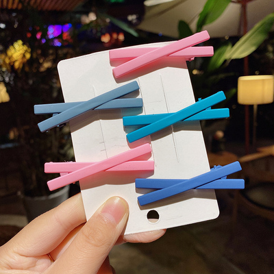 韩国发夹泫雅风磨砂发卡糖果色小女孩鸭夹简约交叉边夹刘海夹发饰