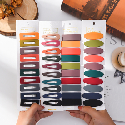 韩国磨砂发夹女彩色镂空刘海夹