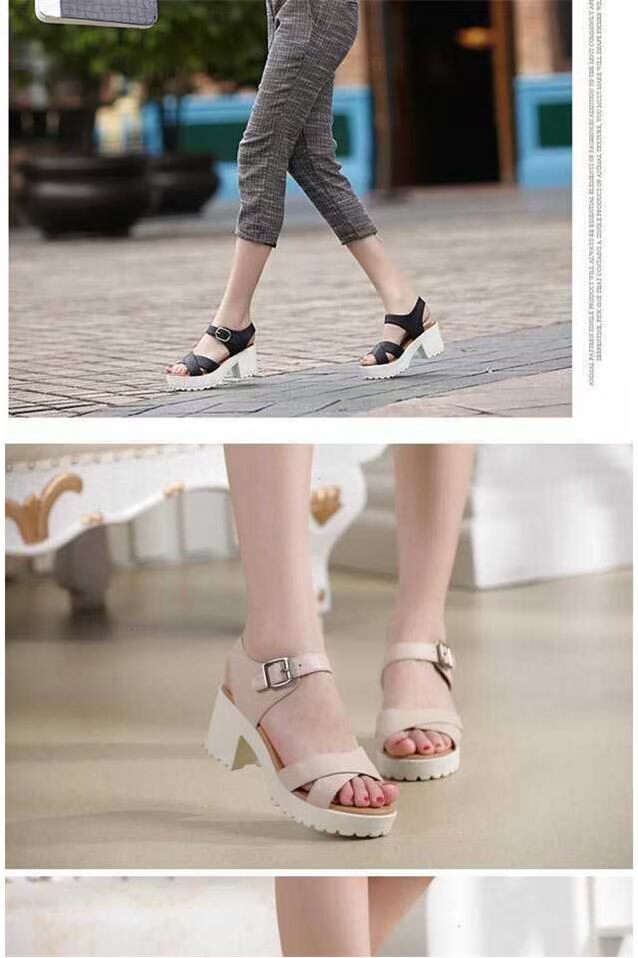 32-45 Dép nữ phiên bản Hàn Quốc của nền tảng chống thấm nước mùa hè dày với giày cao gót đế dày hoang dã 41 thêm cỡ lớn 42 giày nữ giày quai hậu nữ
