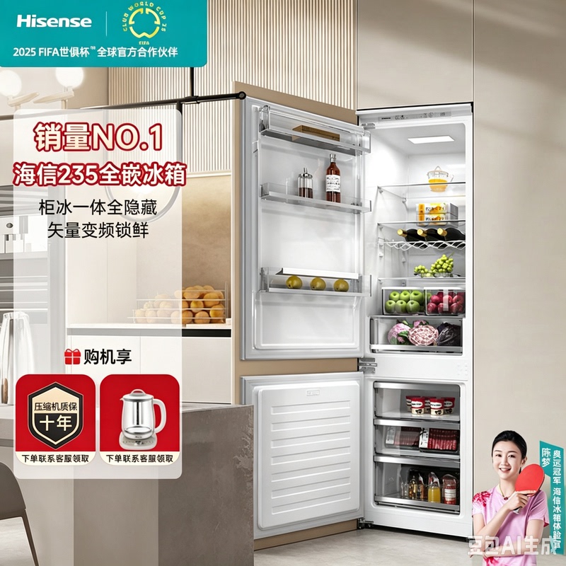 Hisense Bcd-235Wep/At Variable Frequency Fully Embedded Refrigerator Frost-Free Hidden Built-In Refrigerator