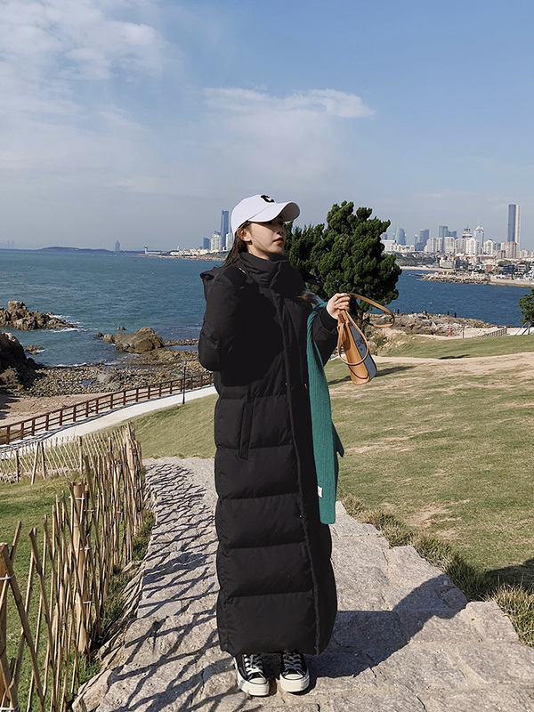 170cm Tall Extra-Long Northeast-Style Over-The-Knee down Cotton Coat for Women, Ankle-Length, Suitable for Performing Arts Exams, Cotton Jacket 5