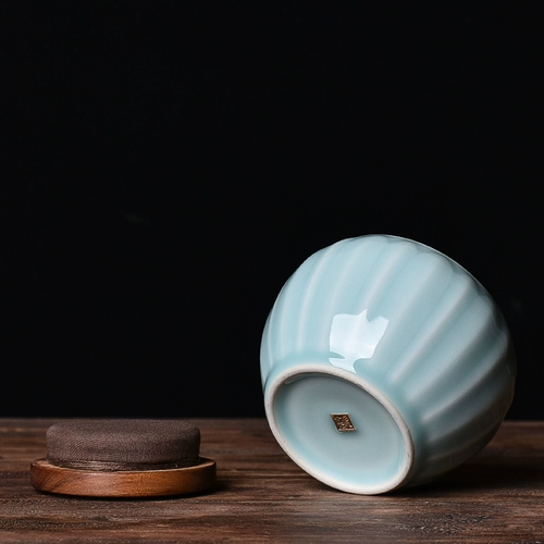 Семейный чай Celadon Set Set Seting и хранение деревянной крышки Lotus Tea Ceramic Ceramic High -Ond Подарочная чайная упаковка