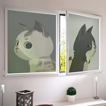 Cartoon cat matte film creative window sliding door light opaque toilet bathroom decoration home sticker