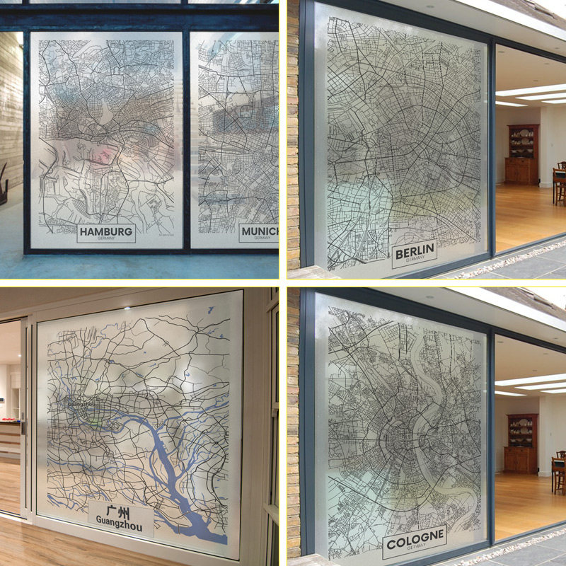 [USD 13.36] Custom Art Map Office Frosted Glass Stickers Transparent ...