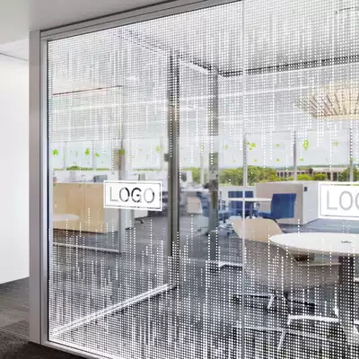 Office partition glass sticker doors and windows transparent electrostatic film LOGO size can be customized decorative gradient dot surface