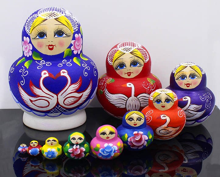 Popular toys educational children's birthday gift craft gift decoration hand-painted Russian characteristic imported nesting doll 10 layers