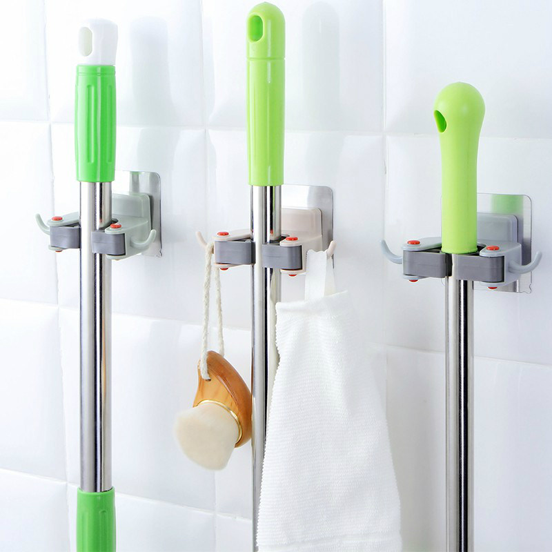 Mop Hook-free Punch Makeup Room Containing Deviner Wall-mounted Mop Rack Sticky Hook Powerful Load Bearing No-Mark Mop Clip