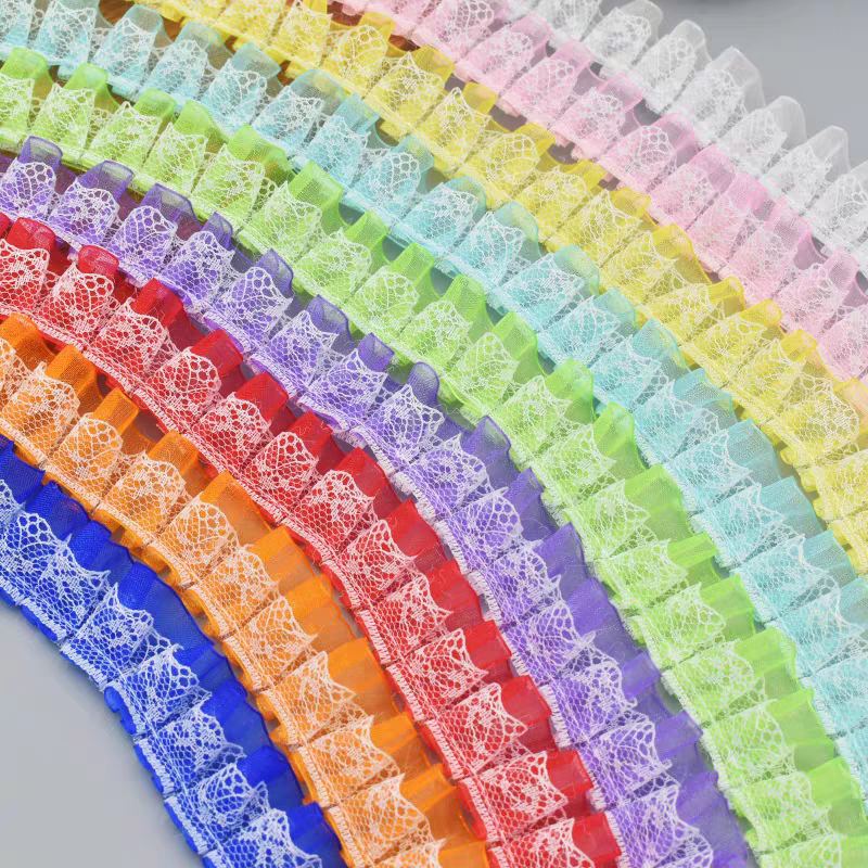 New Technique 2.5cm Wide Double-Layer Lace Trim for Toys, Clothing, Craft Supplies, Decorations, DIY Handmade Folded Lace