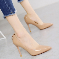 Spring and autumn New pointed shallow single shoes women sexy night solid color stiletto high heels red wedding shoes OL
