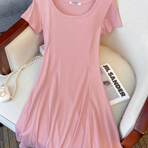 Милая сексуальная футболка с коротким рукавом, платье-футболка, юбка, платье, подходит для подростков, французский стиль