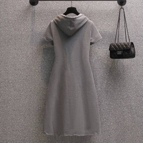 Черная тонкая юбка, модная толстовка с капюшоном для отдыха, платье, средней длины