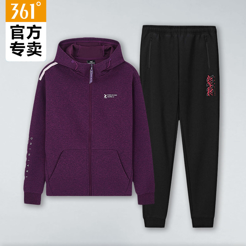 361 Sports Suit Women Spring Autumn New 2021 Tandem Hat Casual Cardiovert Jacket Knitted Bungletoe Long Pants Sportswear