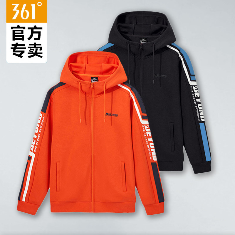 361 Casual Jacket Man 2021 Fall new Lianhood cardiovercoat 361-degree Collision Color Long Sleeve Sportblouse