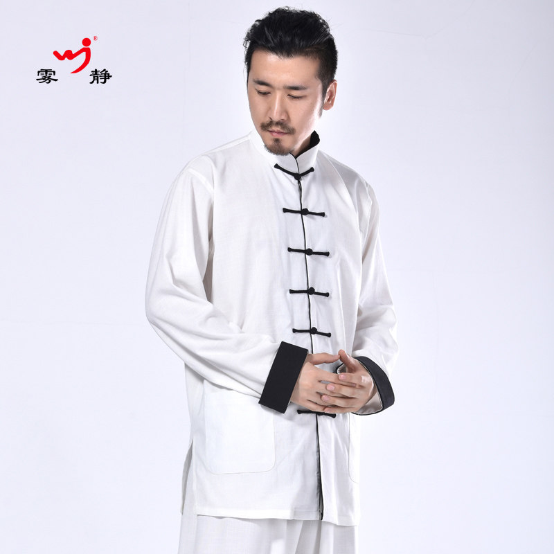 Fog and quiet new bouquets cotton linen men and women turning sleeves Tai Chi clothes martial arts performance Performance Practice with no pleats and perspiration