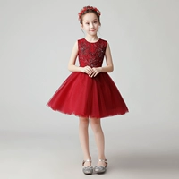 Sinh nhật trẻ em công chúa váy hoa cô gái fluffy cô gái người mẫu catwalk chủ trang phục buổi tối trang phục piano mùa hè - Váy trẻ em set vest kẻ cho bé trai