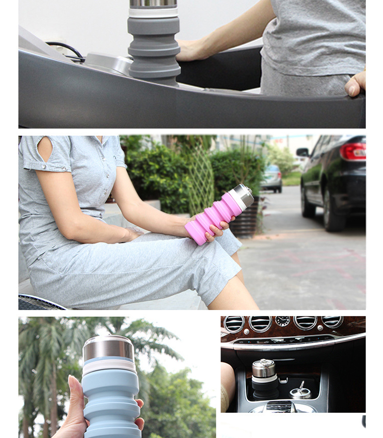 Du lịch silicone cốc đóng mở ấm đun nước di động kính ngoài trời du lịch thể thao cốc nước mềm cốc silicone cốc binh nuoc the thao