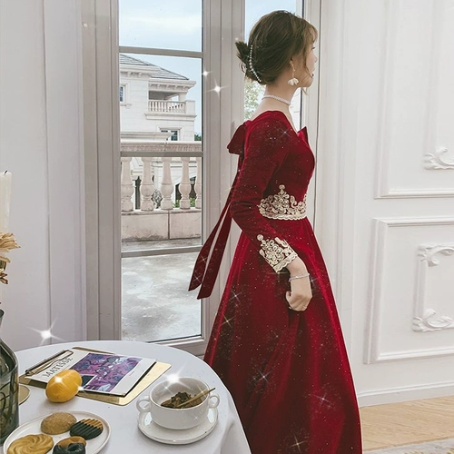 Ретро вечернее платье, бордовый лонгслив, французский стиль