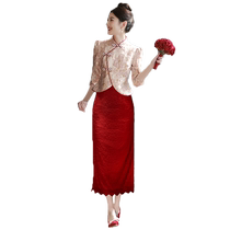 Chinese gown engagement usual can be worn with toast 2024 new bridal clothes red little fragrant wind suit qipao