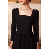 Бархатное черное вечернее платье, коллекция 2023, городской стиль, по фигуре