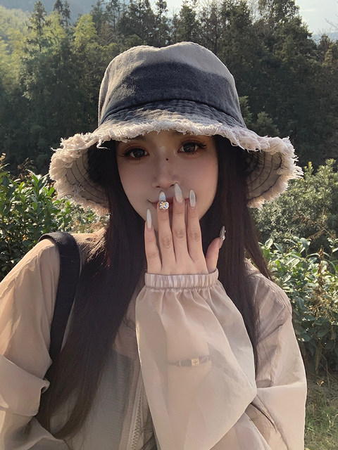 Japanese Style Retro Cowboy Fisherman Hat Women's Summer Big Head Bucket Hat Old Sunshade Sun Protection Face Small Hat