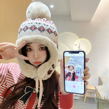 Women's Winter Lei Feng Hat, Korean Style, Cute, Northeast Winter Skiing, Windproof, Cold-Resistant, Warm, Thickened, Ear-Protecting, Ethnic Style