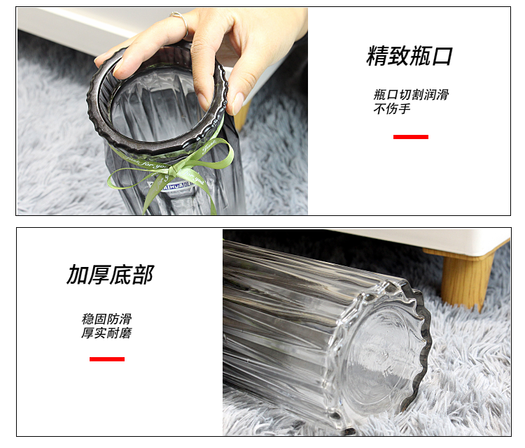 Bình thủy tinh đơn giản châu Âu, thủy tinh thẳng đứng, hoa hồng, hoa huệ, cẩm chướng, ngôi sao, hoa khô, bình hoa - Vase / Bồn hoa & Kệ chậu nhựa treo