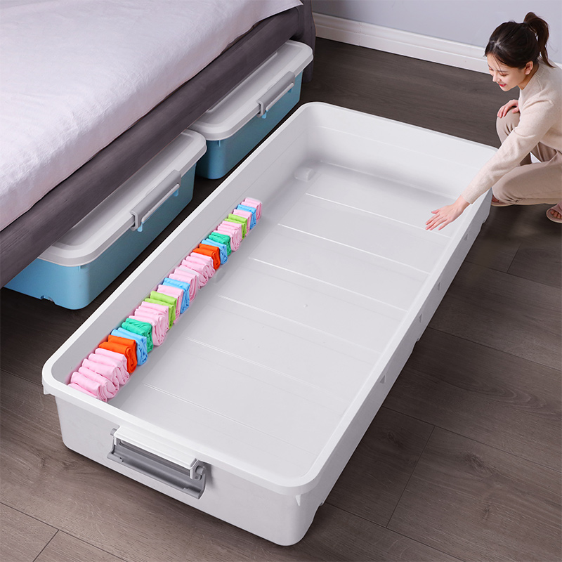 Bed bottom storage box wheel household drawer clothes storage low finishing bed storage box flat dormitory artifact