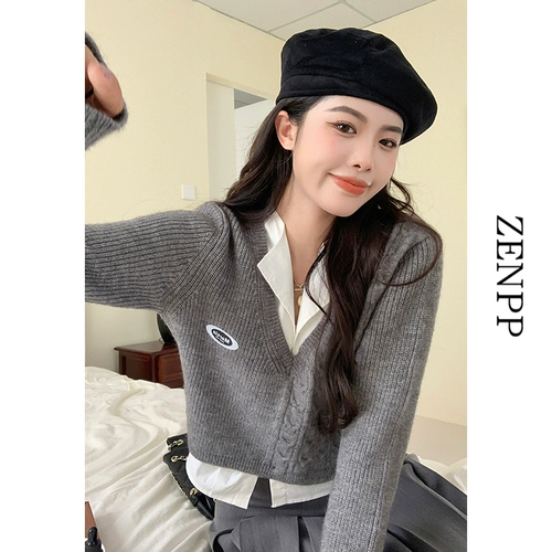 Комплект, цветной свитер, весенняя рубашка, короткий плащ, коллекция 2023