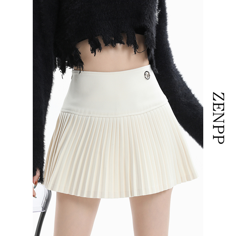重工業 Xiaoxiangfeng ウール白テニスプリーツスカート女性の秋と冬の A ラインショートスカート 2024 新スタイル