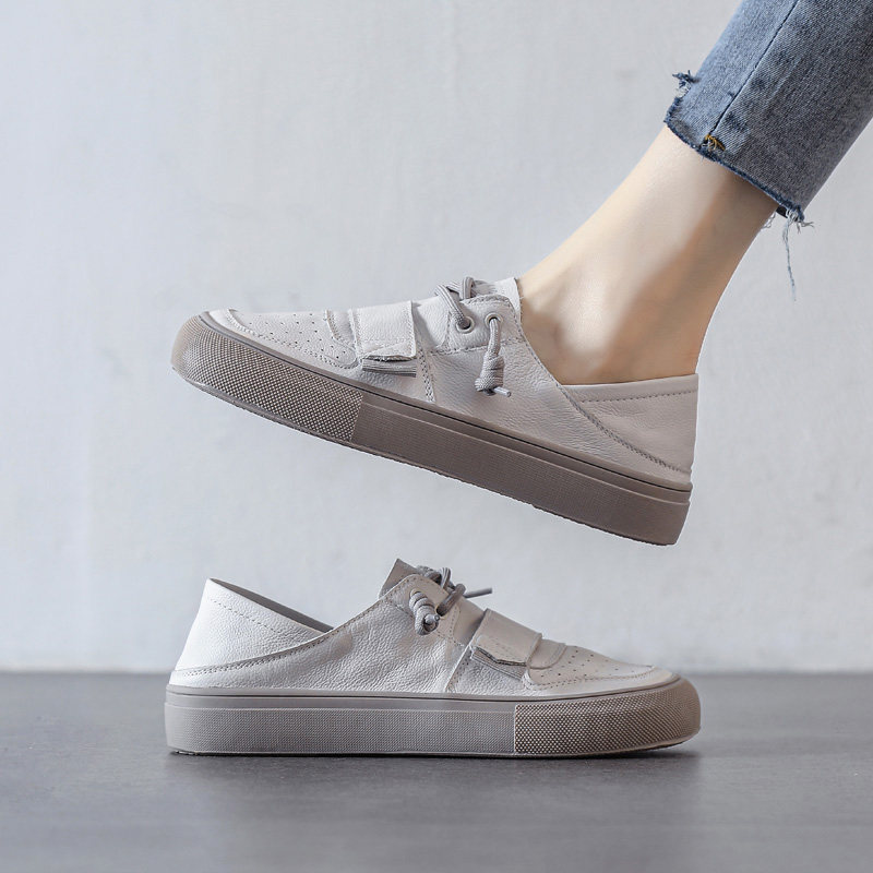 Urban Taste AD ~ New Magic Sticker Sloth People Little White Shoes Women Summer Thin leather 100 Lap Breathable Casual