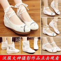 Embroidered Shoes Woman Ancient Wind Shoes Han Suit Women Hanfu Accessories Shoes Students Clear Pure High Heel Shoes Slop Heel Cloth Shoes